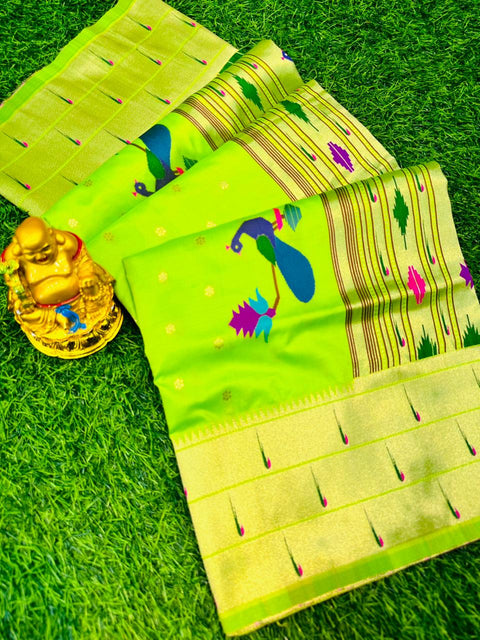 VastraLakshmi Pleasurable Parrot Paithani Silk Saree With Excellent Blouse Piece