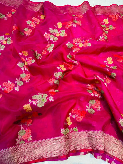 VastraLakshmi Breathtaking Wine Organza Silk Saree with Adorning Blouse Piece