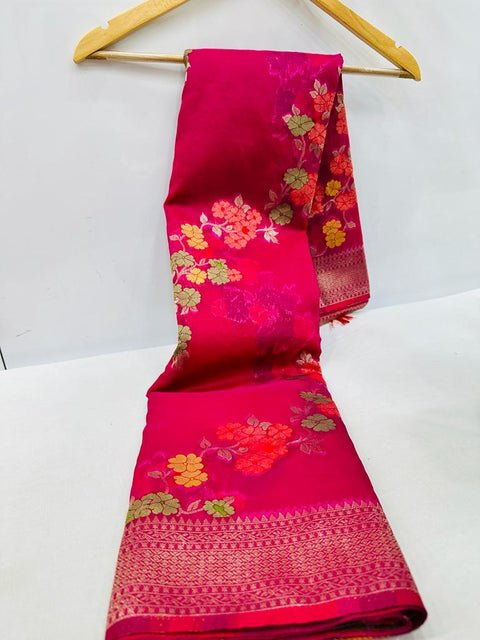 VastraLakshmi Breathtaking Wine Organza Silk Saree with Adorning Blouse Piece