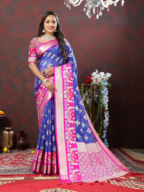 VastraLakshmi Engaging Blue Organza Silk Saree With Imaginative Blouse Piece