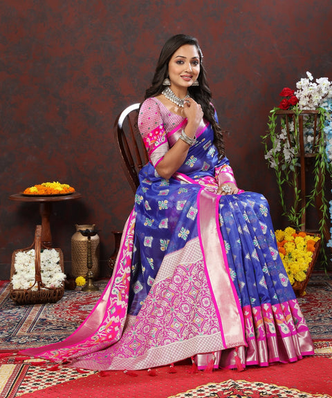 VastraLakshmi Engaging Blue Organza Silk Saree With Imaginative Blouse Piece