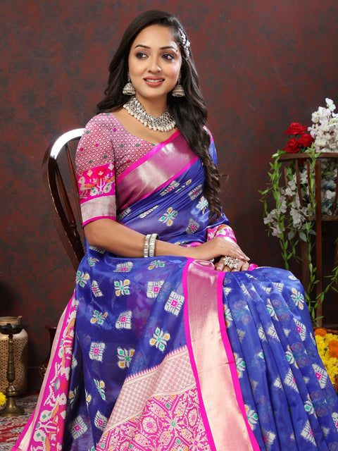 VastraLakshmi Engaging Blue Organza Silk Saree With Imaginative Blouse Piece