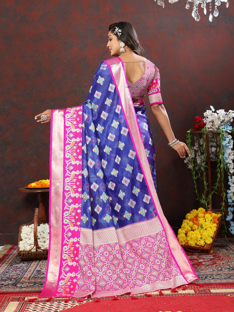 VastraLakshmi Engaging Blue Organza Silk Saree With Imaginative Blouse Piece