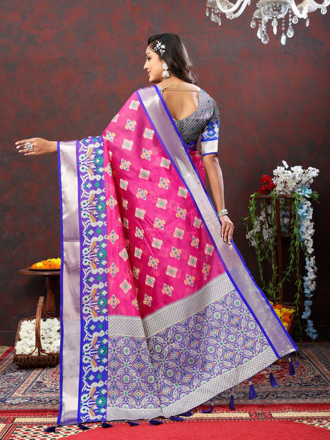 VastraLakshmi Splendiferous Dark Pink Organza Silk Saree With Fragrant Blouse Piece