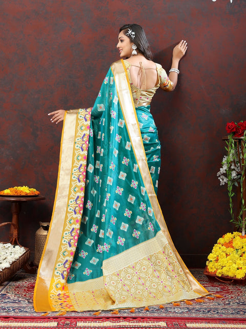 VastraLakshmi Engaging Firozi Organza Silk Saree With Tempting Blouse Piece