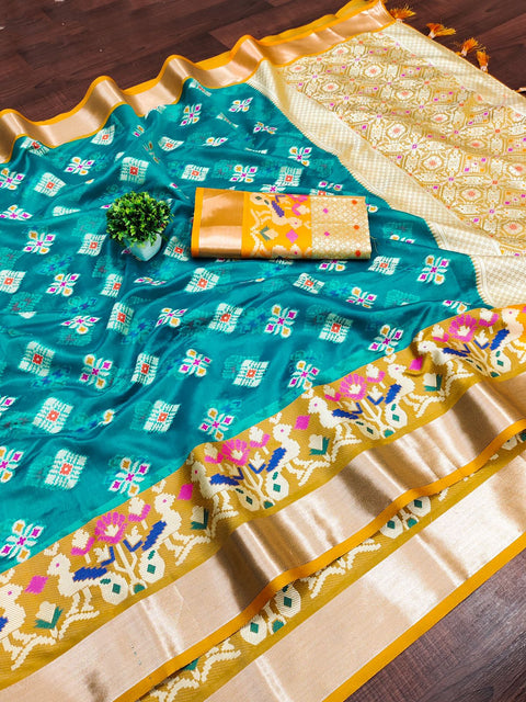 VastraLakshmi Engaging Firozi Organza Silk Saree With Tempting Blouse Piece