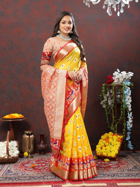 VastraLakshmi Incredible Yellow Organza Silk Saree With Exuberant Blouse Piece