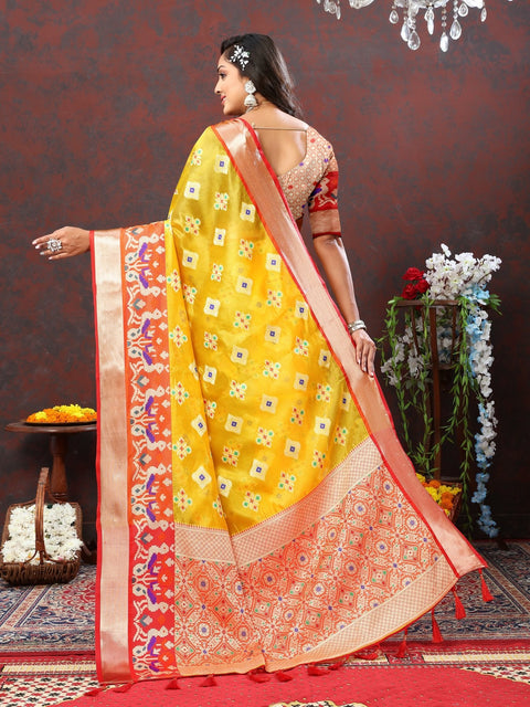 VastraLakshmi Incredible Yellow Organza Silk Saree With Exuberant Blouse Piece