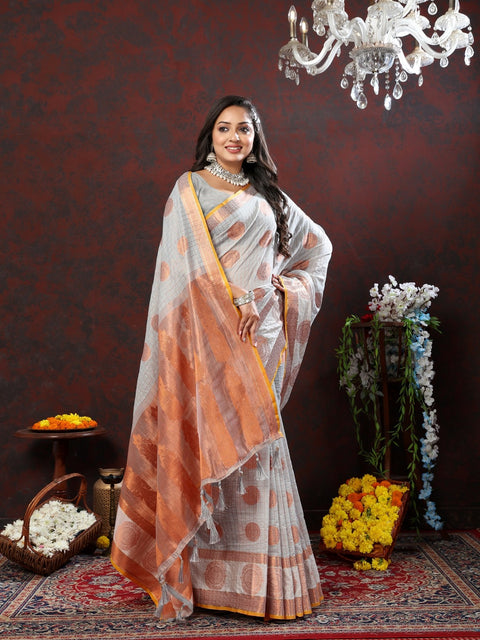 VastraLakshmi Splendiferous Grey Cotton Silk Saree With Proficient Blouse Piece