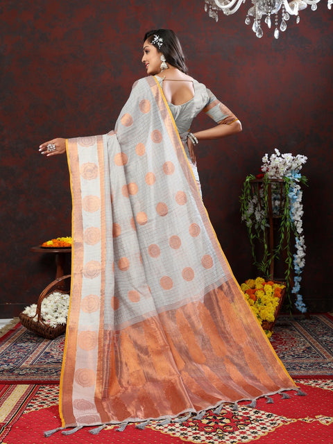 VastraLakshmi Splendiferous Grey Cotton Silk Saree With Proficient Blouse Piece