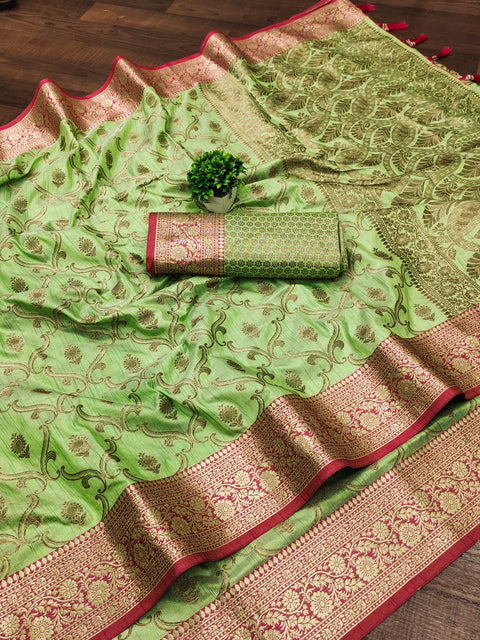 VastraLakshmi Enticing Perrot Soft Banarasi Silk Saree With Effervescent Blouse Piece