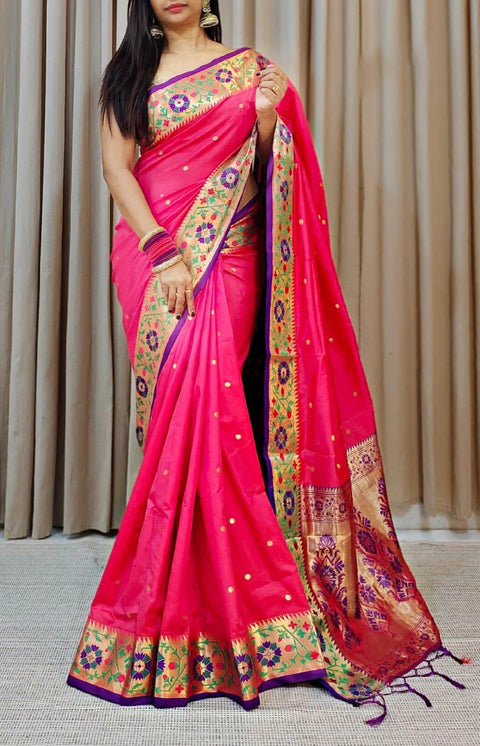 VastraLakshmi Moiety Dark Pink Soft Banarasi Silk Saree With Devastating Blouse Piece