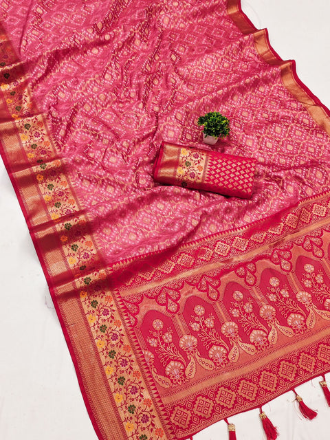 VastraLakshmi Phenomenal Dark Pink Soft Banarasi Silk Saree With Arresting Blouse Piece