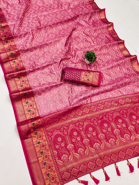 VastraLakshmi Ethnic Pink Soft Banarasi Silk Saree With Preferable Blouse Piece