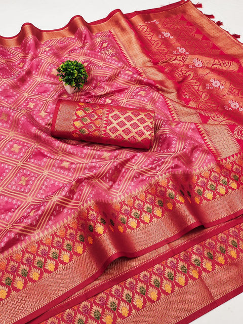 VastraLakshmi Efflorescence Dark Pink Soft Banarasi Silk Saree With Sumptuous Blouse Piece