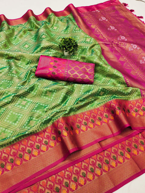 VastraLakshmi Denouement Green Soft Banarasi Silk Saree With Transcendent Blouse Piece