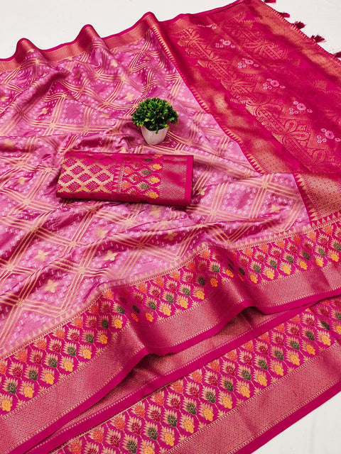 VastraLakshmi Mellifluous Pink Soft Banarasi Silk Saree With Efflorescence Blouse Piece