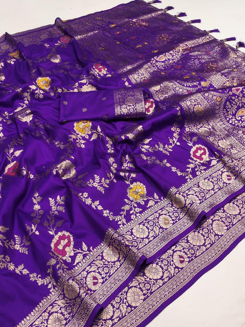 VastraLakshmi Proficient Royal Purple Soft Banarasi Silk Saree With Enigmatic Blouse Piece