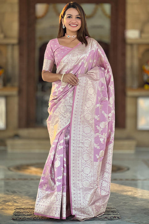 VastraLakshmi Wonderful Baby Pink Soft Banarasi Silk Saree With Attractive Blouse Piece