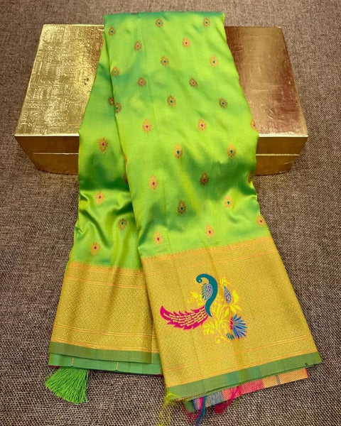 VastraLakshmi Angelic Parrot Paithani Silk Saree With Excellent Blouse Piece