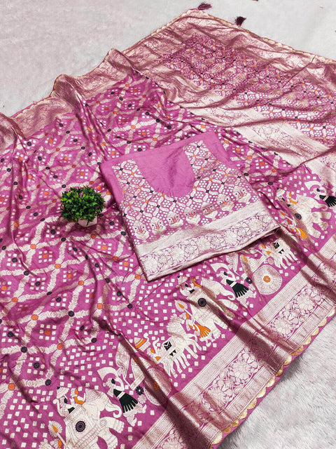 VastraLakshmi Glowing Pink Soft Banarasi Silk Saree With Intricate Blouse Piece