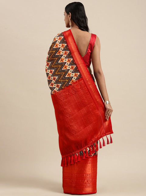 VastraLakshmi Smart Brown Kalamkari Printed Saree With Adorable Blouse Piece