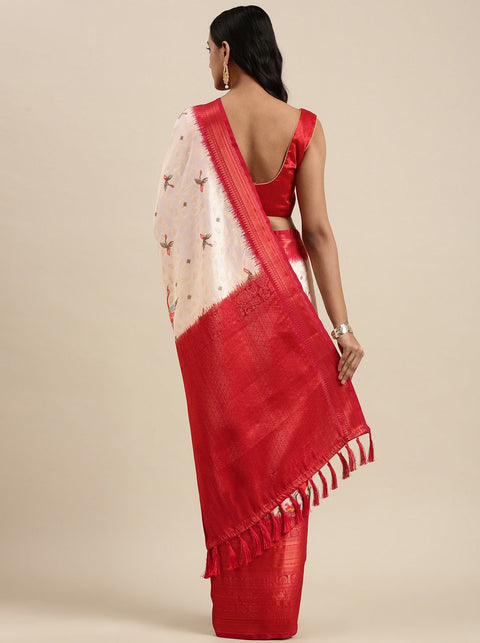 VastraLakshmi Captivating Off White Kalamkari Printed Saree With Blissful Blouse Piece