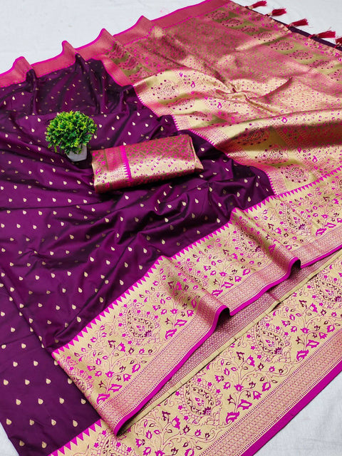 VastraLakshmi Pleasant Purple Soft Banarasi Silk Saree With Prominent Blouse Piece