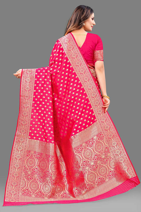 VastraLakshmi Sumptuous Dark Pink Soft Banarasi Silk Saree With Lassitude Blouse Piece