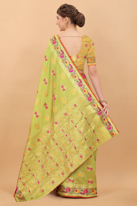 VastraLakshmi Alluring Parrot Soft Banarasi Silk Saree With Charming Blouse Piece