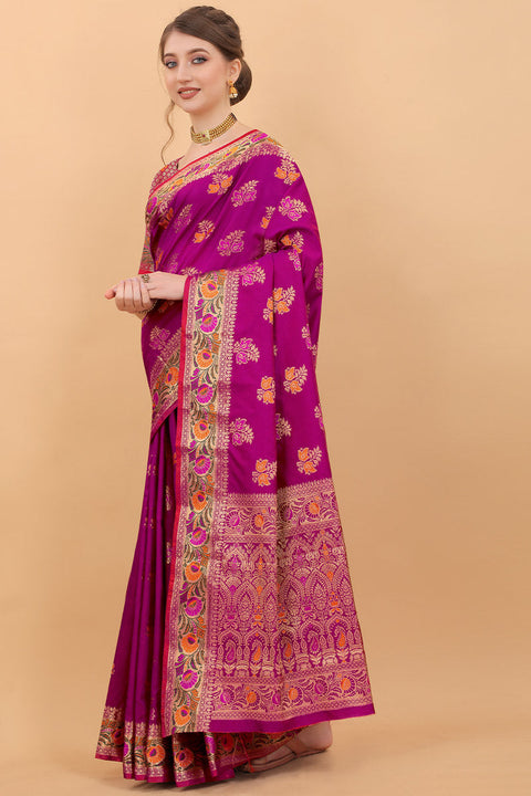 VastraLakshmi Appealing Purple Soft Banarasi Silk Saree With Exceptional Blouse Piece