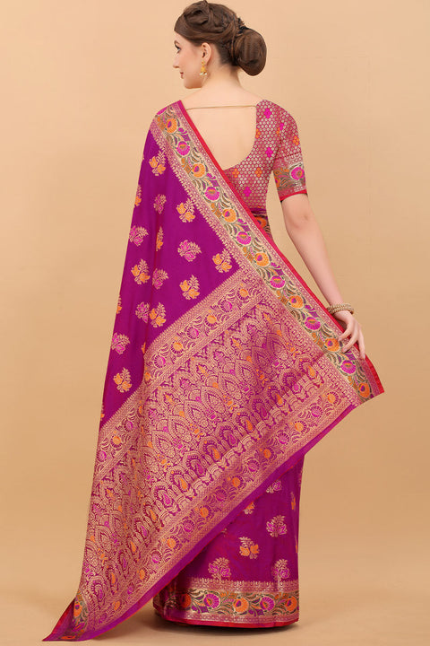 VastraLakshmi Appealing Purple Soft Banarasi Silk Saree With Exceptional Blouse Piece