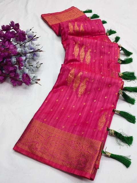 VastraLakshmi Adorable Pink Soft Banarasi Silk Saree With Incomparable Blouse Piece