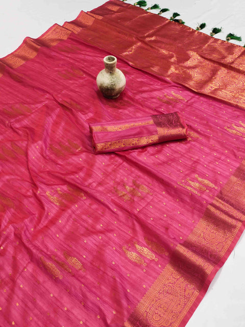 VastraLakshmi Adorable Pink Soft Banarasi Silk Saree With Incomparable Blouse Piece