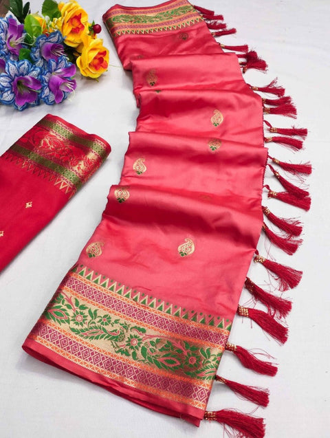 VastraLakshmi Outstanding Pink Soft Banarasi Silk Saree With Ideal Blouse Piece