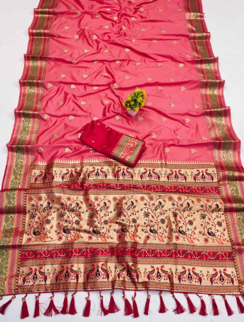 VastraLakshmi Outstanding Pink Soft Banarasi Silk Saree With Ideal Blouse Piece