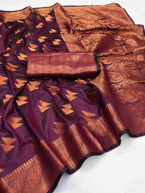 VastraLakshmi Refreshing Purple Banarasi Silk Saree With Forbearance Blouse Piece