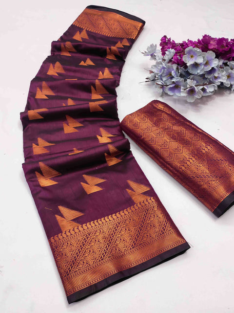 VastraLakshmi Refreshing Purple Banarasi Silk Saree With Forbearance Blouse Piece