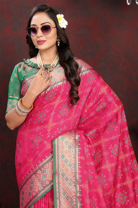 VastraLakshmi Magnetic Dark Pink Soft Banarasi Silk Saree With Quintessential Blouse Piece