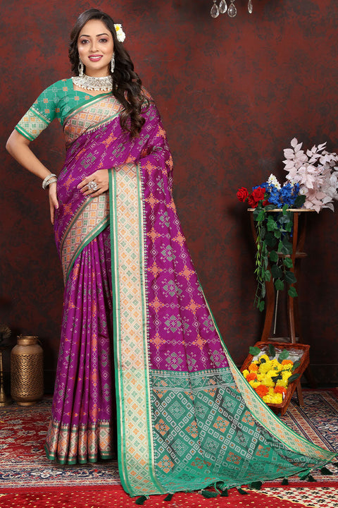 VastraLakshmi Profuse Purple Soft Banarasi Silk Saree With Proficient Blouse Piece