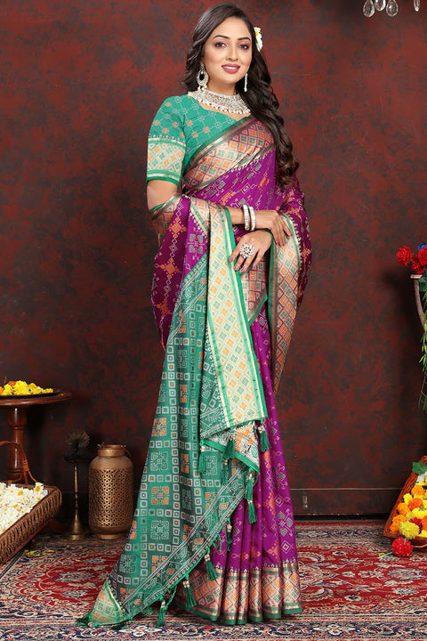 VastraLakshmi Profuse Purple Soft Banarasi Silk Saree With Proficient Blouse Piece