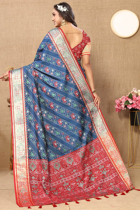 VastraLakshmi Scrumptious Blue Soft Banarasi Silk Saree With Engaging Blouse Piece