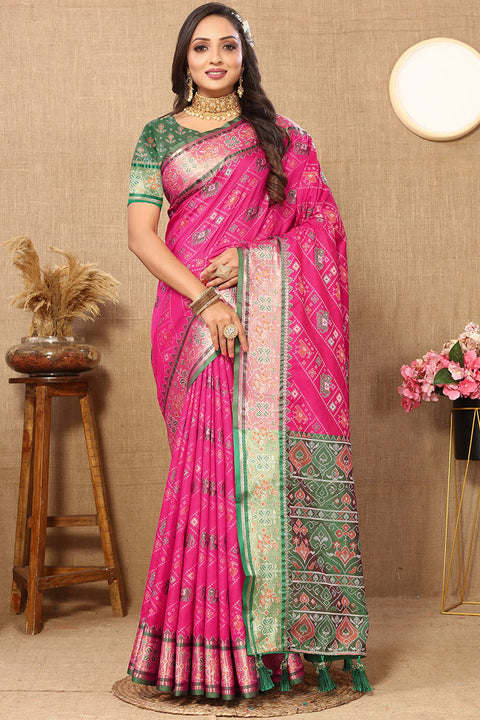 VastraLakshmi Delectable Dark Pink Soft Banarasi Silk Saree With Nemesis Blouse Piece