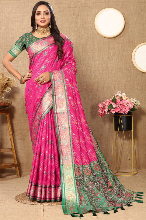 VastraLakshmi Delectable Dark Pink Soft Banarasi Silk Saree With Nemesis Blouse Piece