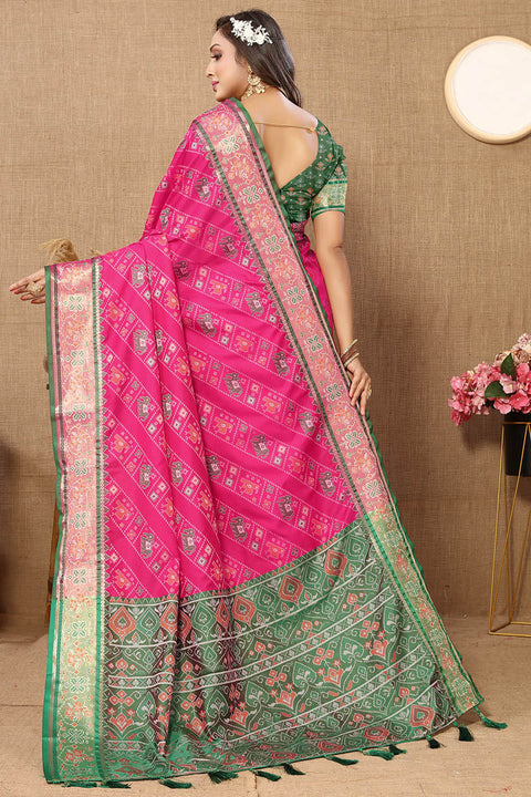 VastraLakshmi Delectable Dark Pink Soft Banarasi Silk Saree With Nemesis Blouse Piece