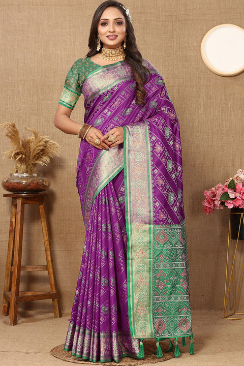 VastraLakshmi Felicitous Purple Soft Banarasi Silk Saree With Fantabulous Blouse Piece