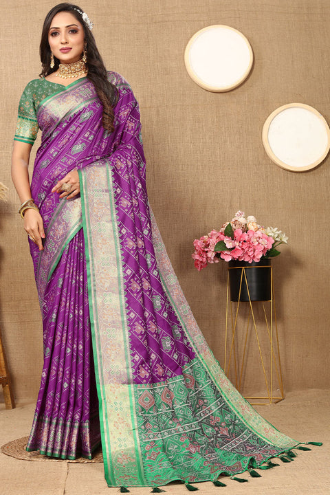 VastraLakshmi Felicitous Purple Soft Banarasi Silk Saree With Fantabulous Blouse Piece