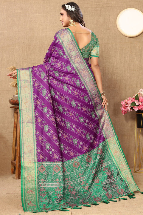 VastraLakshmi Felicitous Purple Soft Banarasi Silk Saree With Fantabulous Blouse Piece