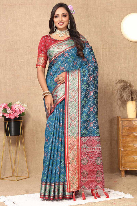 VastraLakshmi Supernal Blue Soft Banarasi Silk Saree With Amiable Blouse Piece