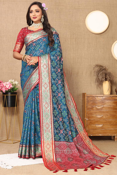 VastraLakshmi Supernal Blue Soft Banarasi Silk Saree With Amiable Blouse Piece